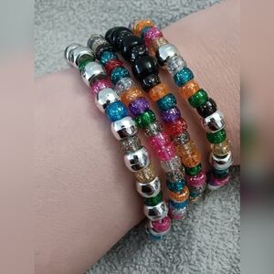 🌟3/$15 Handmade Rainbow Multicolored Sparkly Candy Bracelets